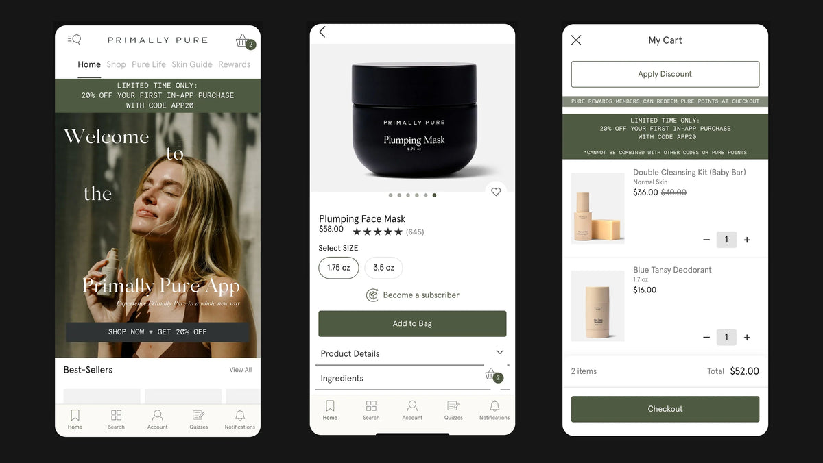 Primally Pure Mobile App Design - Tapcart