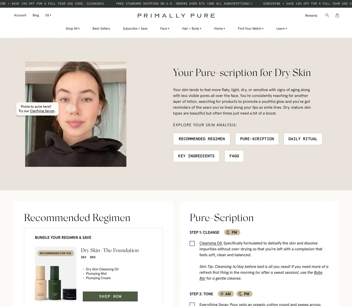 Primally Pure Ecommerce Agency - AI Skin Quiz